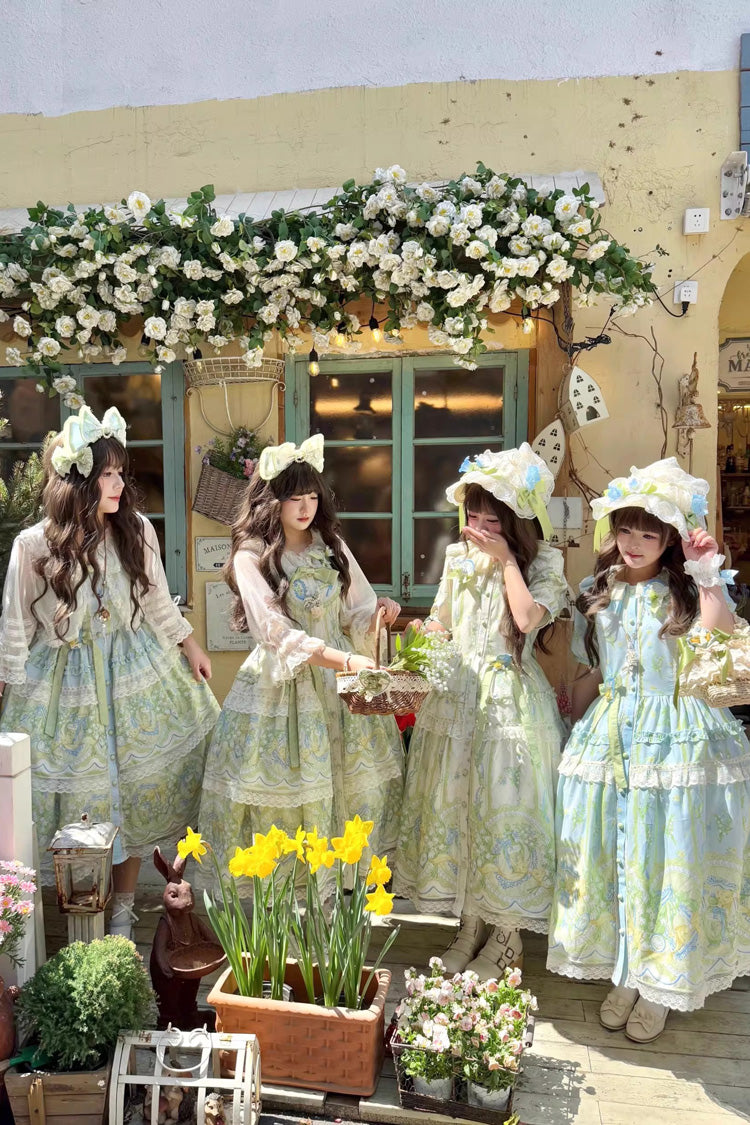 Tea Doll Collar Printed Lace OP - Plus Size Sweet Lolita