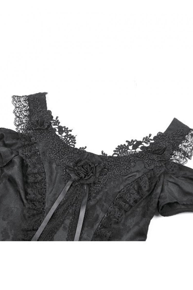 Jacquard Rose Sweetheart Neckline Lace Trim Cut-Out Gothic Corset Top for Women