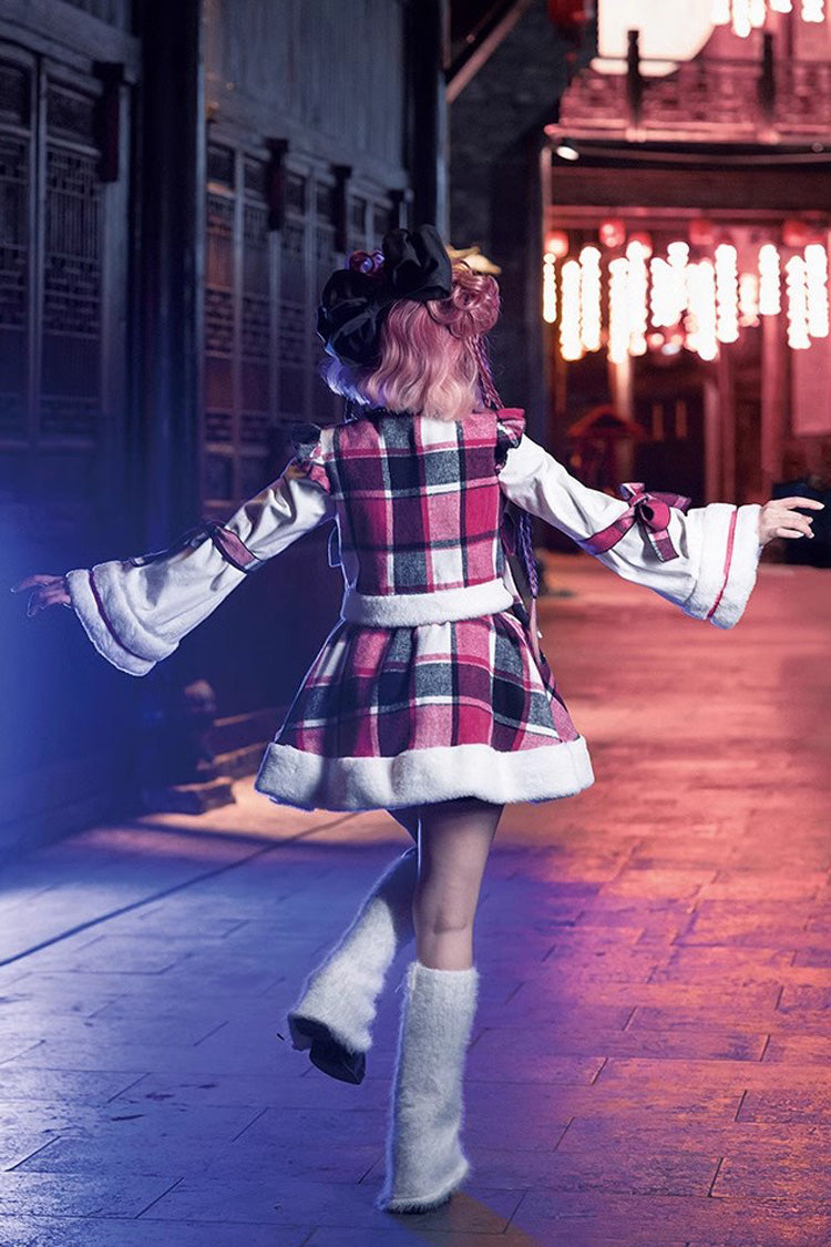 Multi-Color Plaid Bowknot Autumn Winter Sweet Lolita Skirt Set