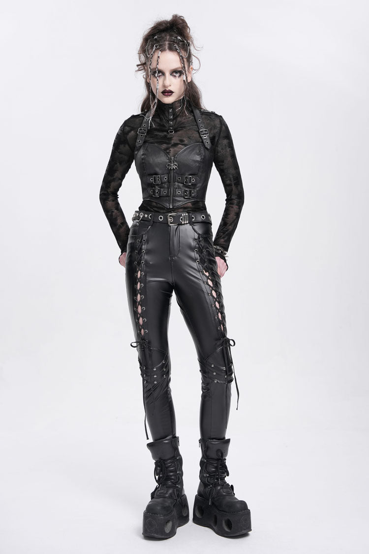 Punk Overbust Corset with Halterneck Buckle Design