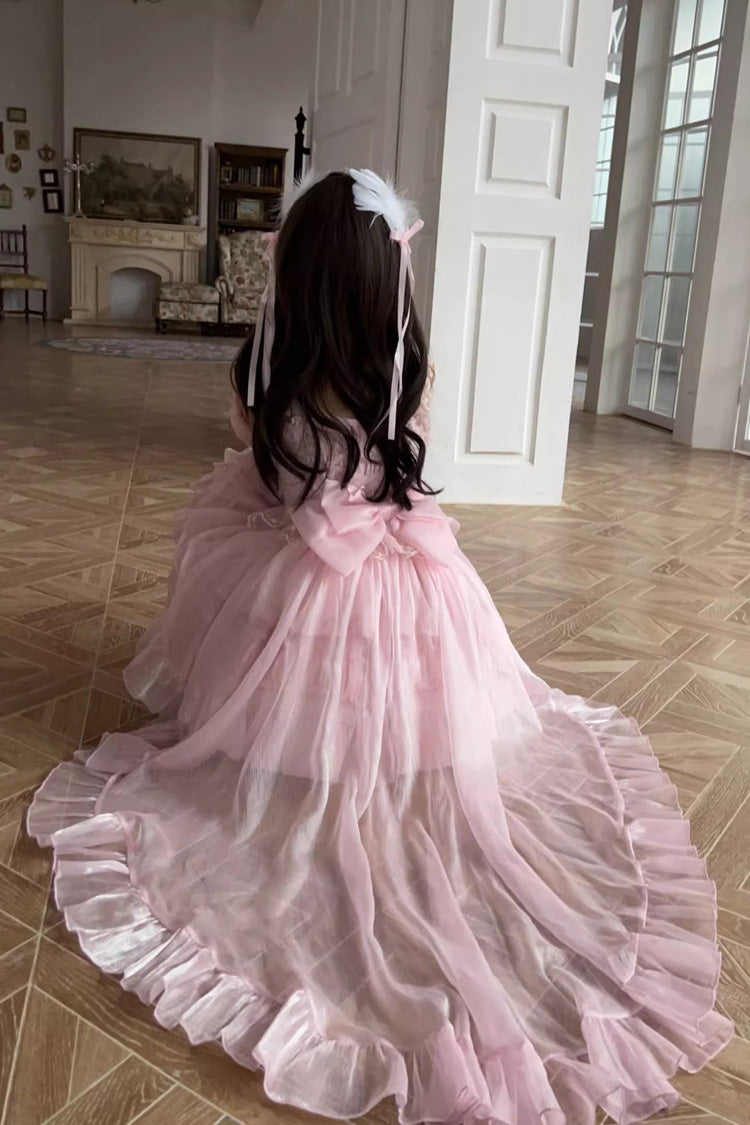 Pink Sleeveless Bowknot Multi-Layer Ruffle Sweet Lolita Jsk Dress