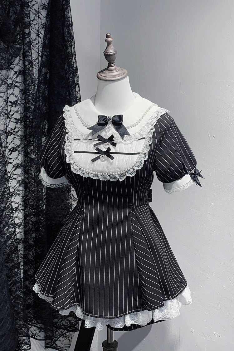 Gothic Japanese Dress Set with Rabbit Ears and Doll Collar - Moonlight Whispers, 2 Colors