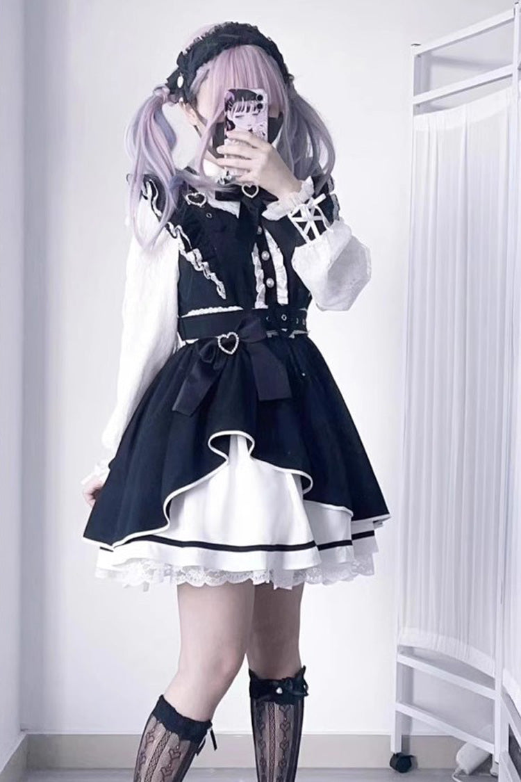 Little Idol Ruffle Bow Lace Asymmetric Jirai Kei Dress 6 Colors
