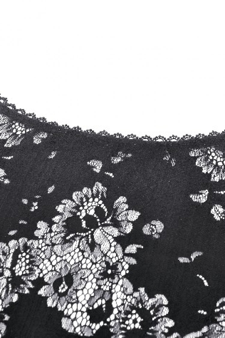Jet-Black Elegant Robe with Lace Trim and Lacing for Women