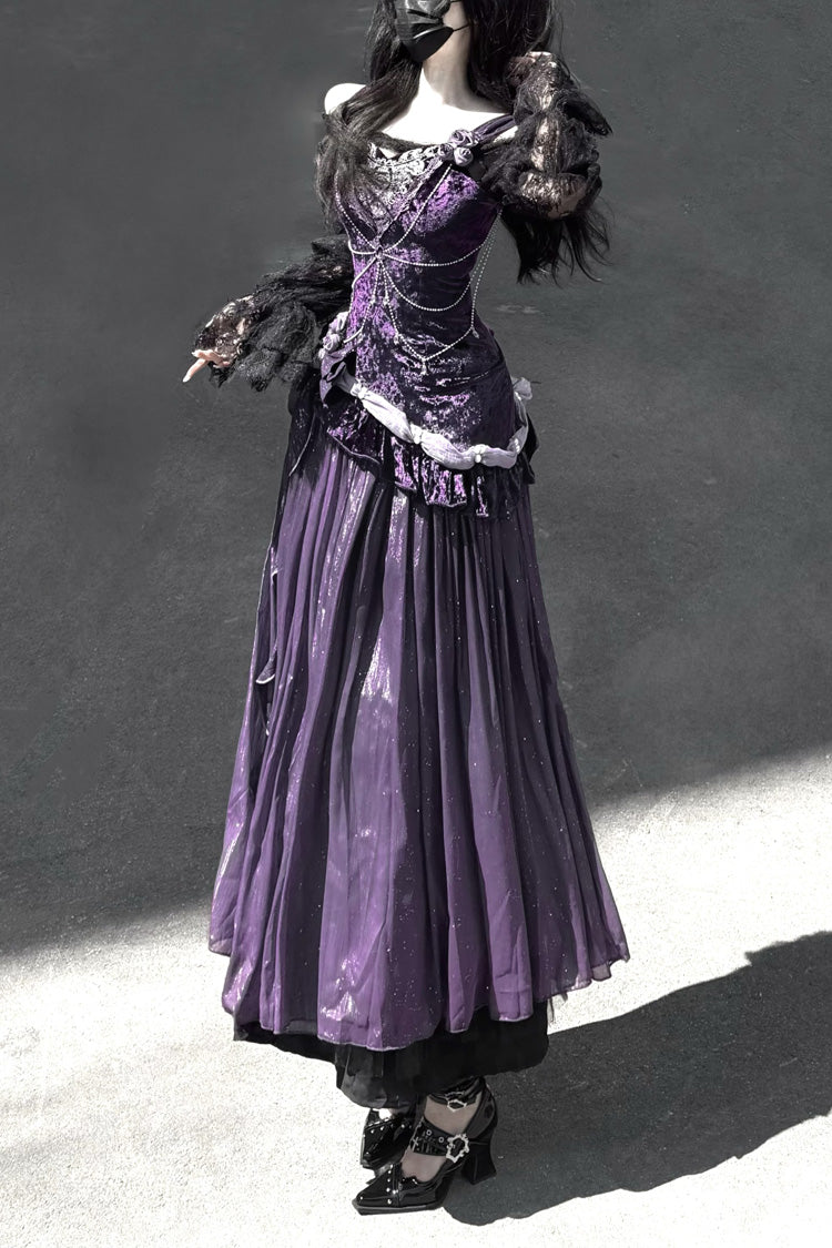 Violet Madame Butterfly Ruffled Bow Lace Elegant Gorgeous JSK