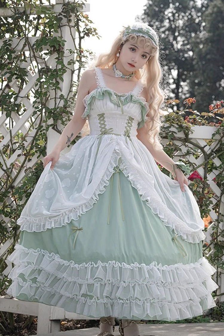 Jade Multi-Tier Hanayome Lace-Up Plus-Size Sweet Lolita JSK (Long)