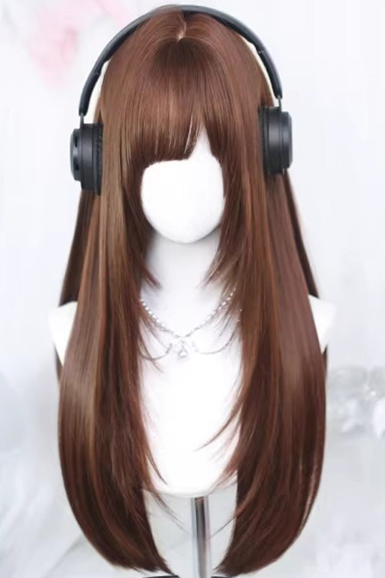 Sweet Lolita Long Straight Wig with Air Bangs