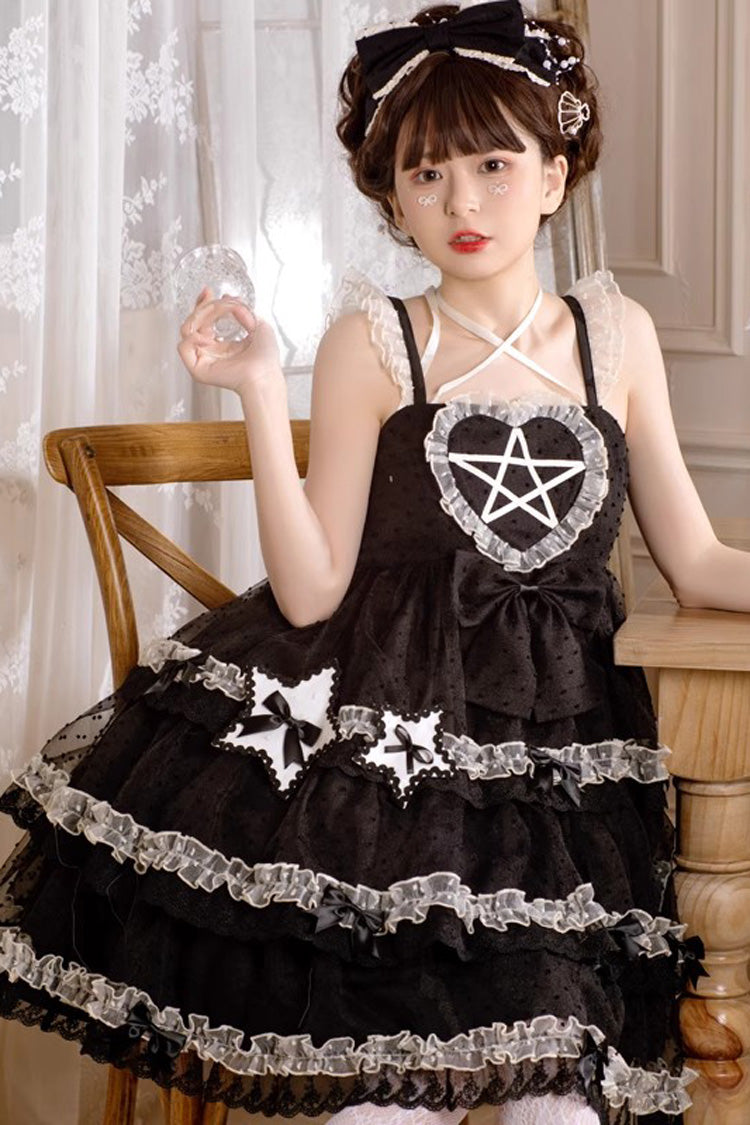 Jet Triple-Layer Jacquard Bowknot Sleeveless JSK - Du Meisha's Star Wish