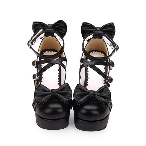 Ribbon Rounded-Toe Girly Lolita High-Heel Pumps