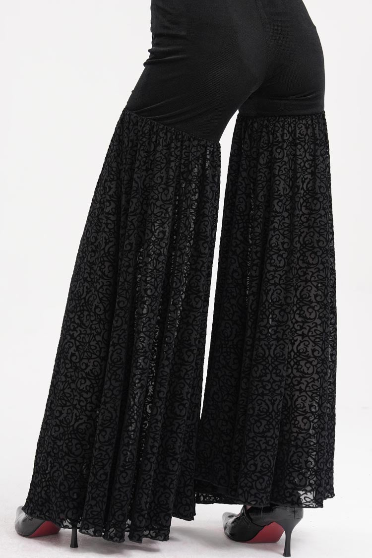 Gothic Pants with Jacquard Floral Chain and Hollow Lace