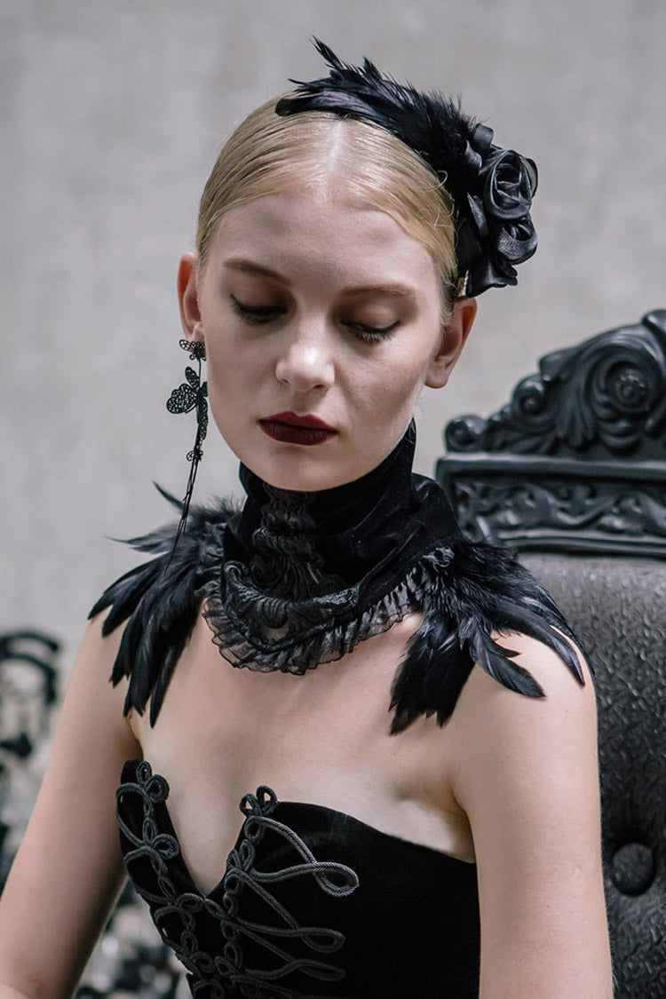 Black Gauze Rose Gothic Hair Accessory for Women