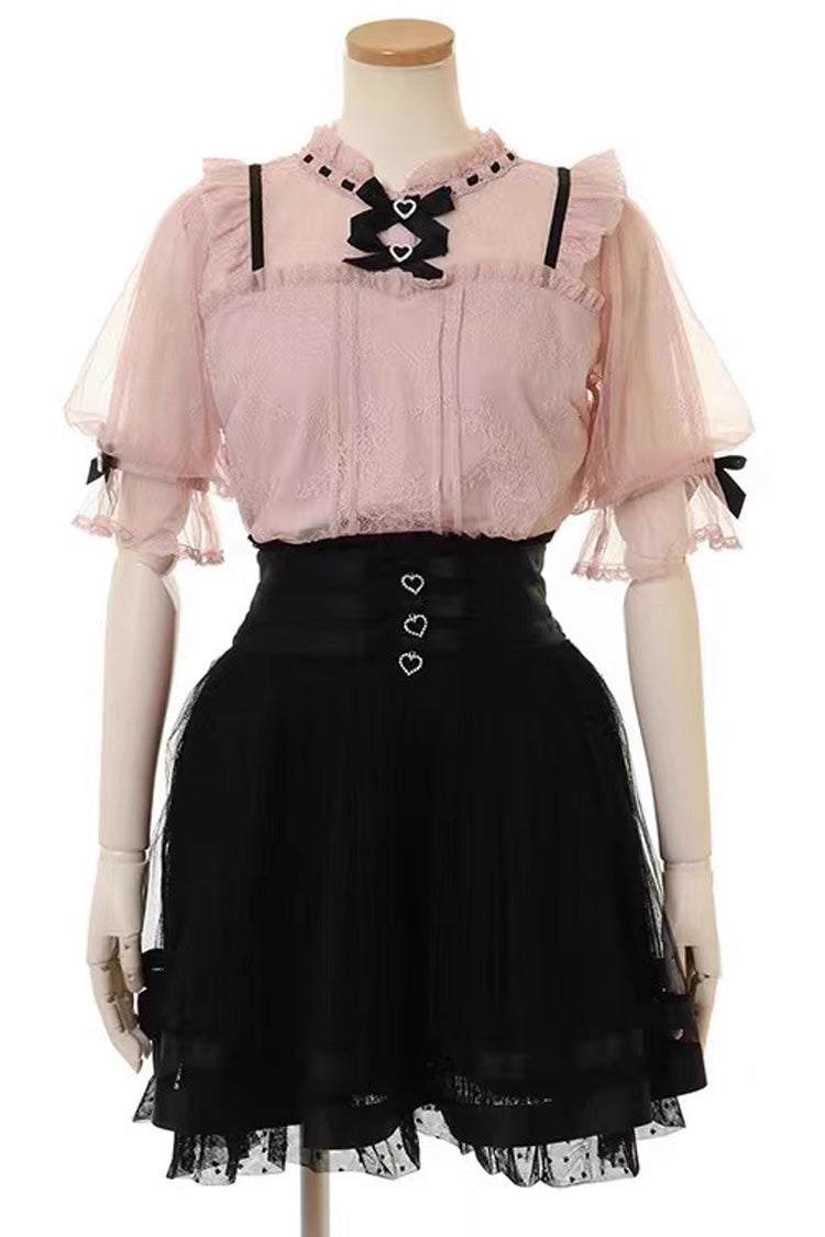 Multi Layered Ruffle Lace Sweet Jirai Skirt in Three Shades