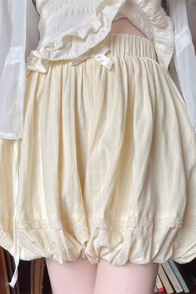 High-Waist Bowknot Leggings in Light Yellow