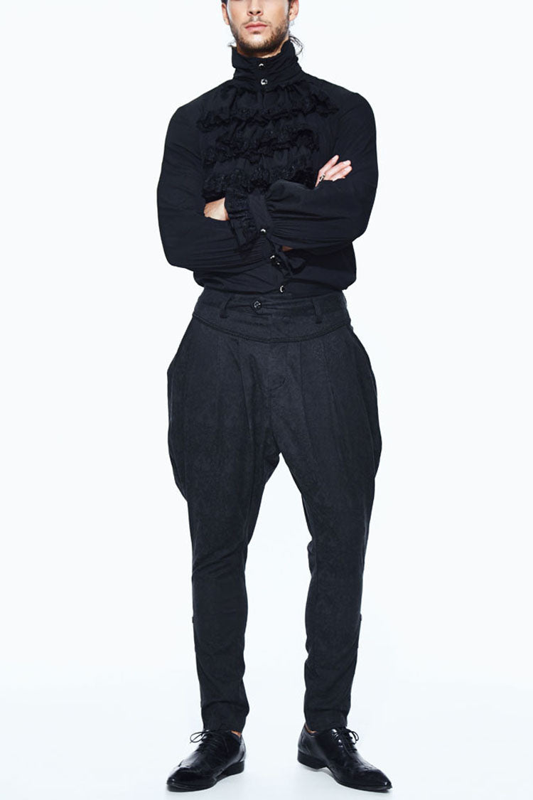 Jacquard Ribbon Snap Fastener Gothic Trousers for Men