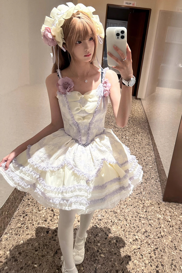 Jasmine Rain Print Stitching Lace Sweet Lolita JSK Dress in Six Colors