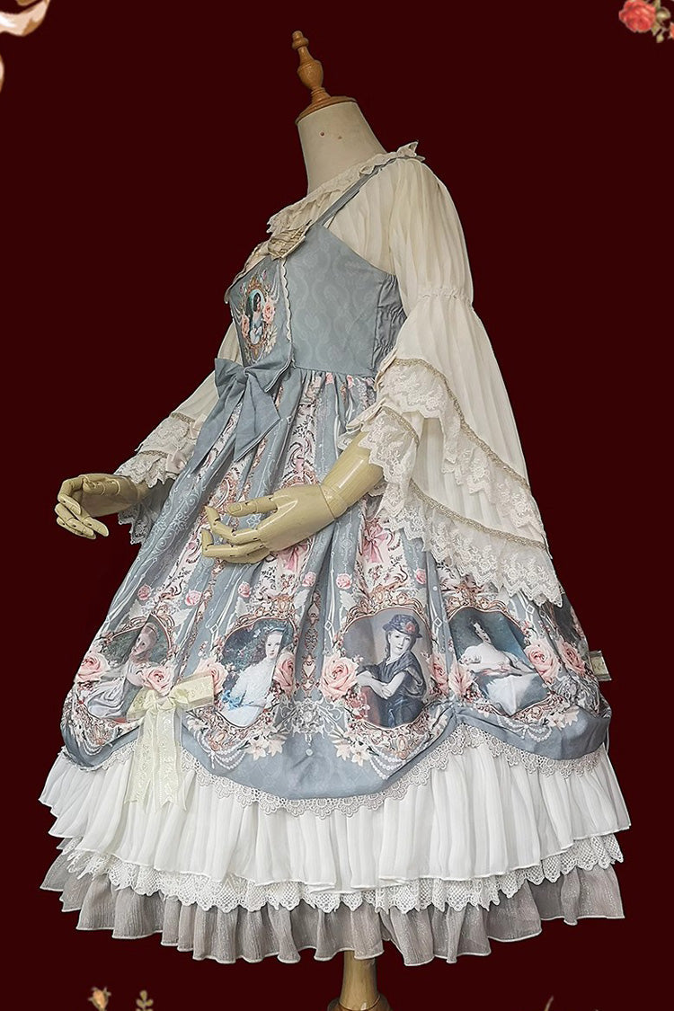 Portrait of A Little Lady Classic Vintage Lolita JSK with Ruffle Bowknot