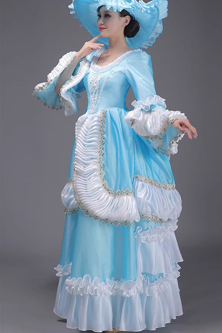 European Princess Dress with Multi-Layer Ruffles, Long Sleeves