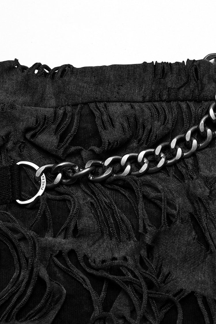 Tailored Distressed Eyelet Chain Steampunk Leggings for Women