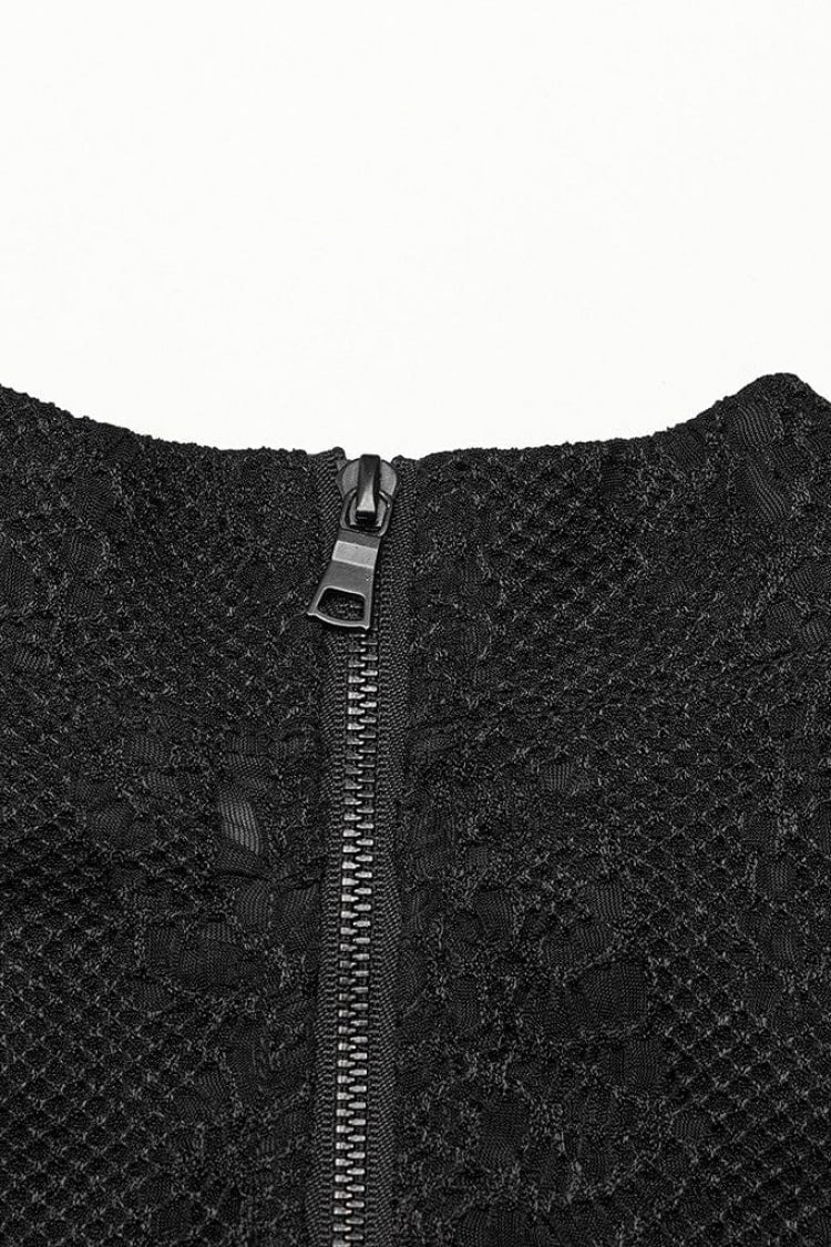 Raven Crewneck Long-Sleeve Jacquard Symmetrical Rope Gothic Tee for Men