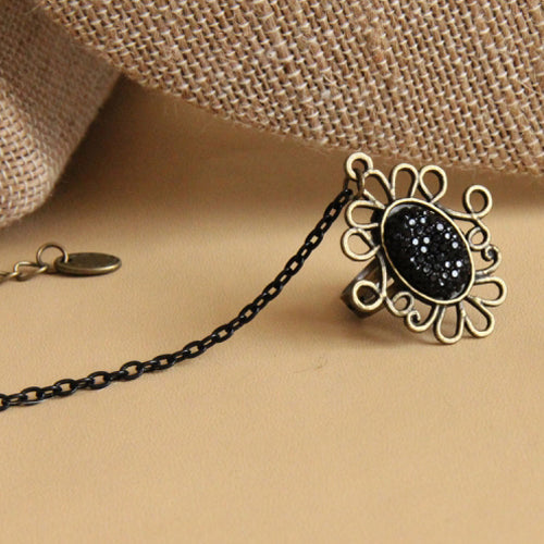 Gothic Lolita Retro Black Lace Ring and Bracelet Jewelry Set
