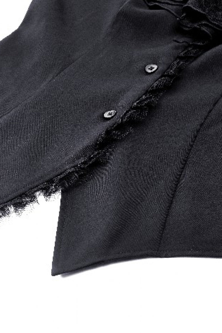 Multi-Layered Ruffled Stand Collar Long Flared Sleeve Gothic Blouse for Women Lace