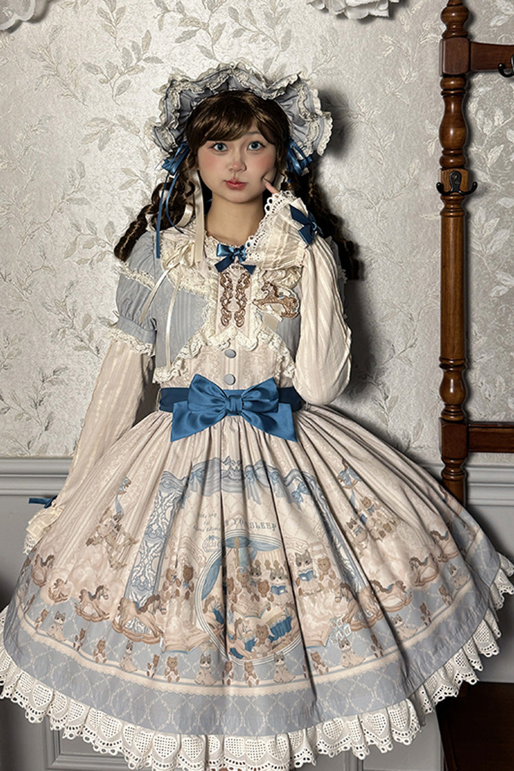 Fairy Tale Short-Sleeve Ruffle Bow Dress for Sweet Lolita - Two Tones