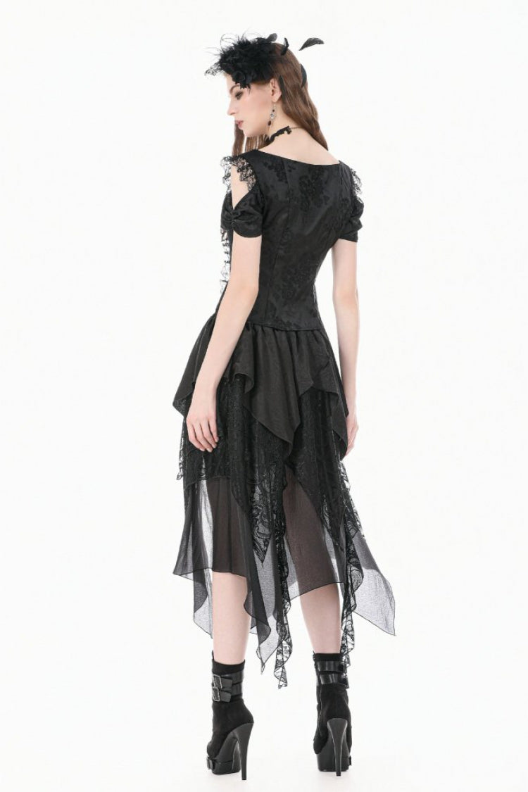Jacquard Rose Sweetheart Neckline Lace Trim Cut-Out Gothic Corset Top for Women