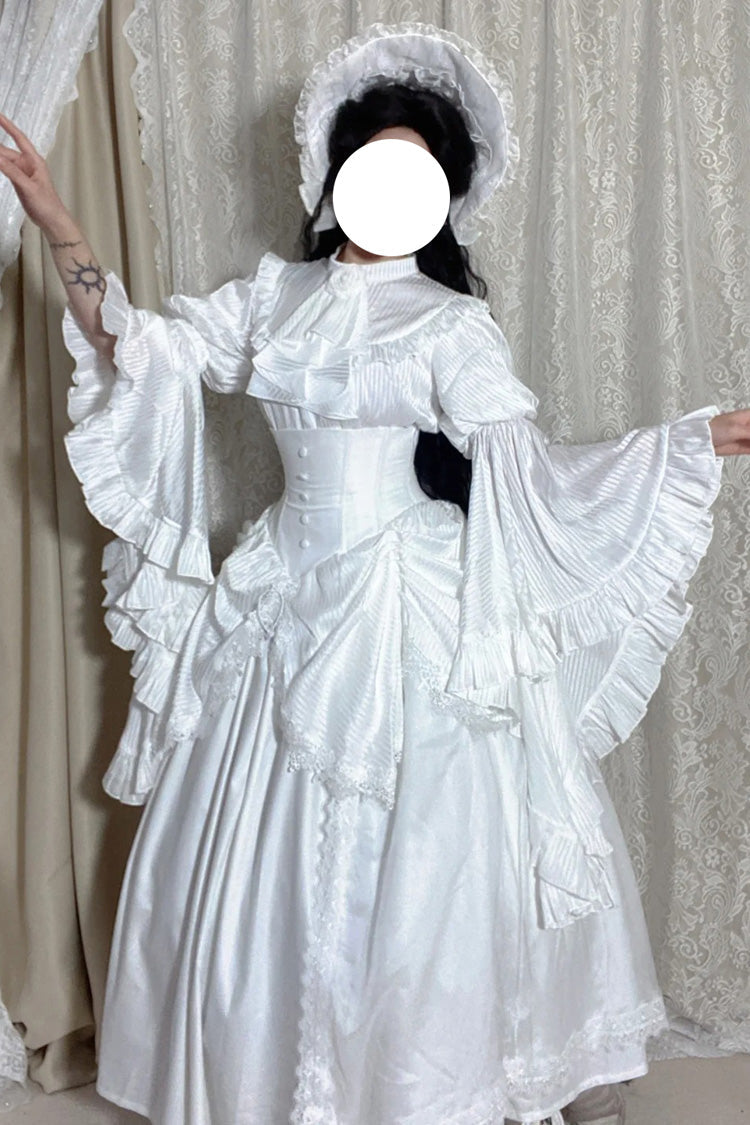 Ivory Long Hime Sleeve Gothic Skirt Set with Lace - Sleepwalking