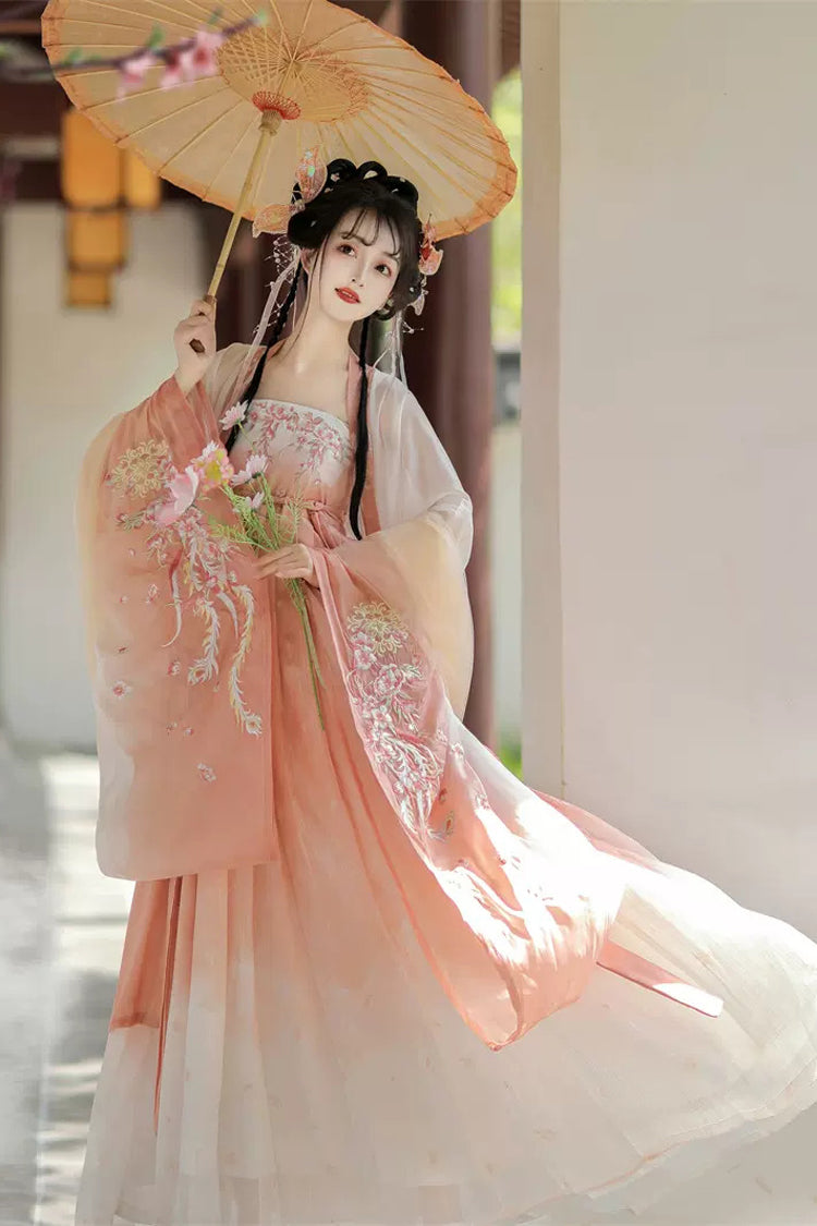 Chinese Hanfu Ensemble with Embroidery, Sweet Style Set