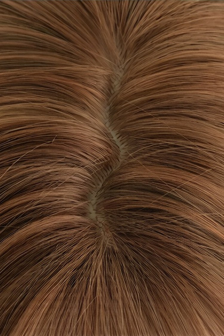 Japanese-Style Roasted Brown Short Wig with Full Bangs for Sweet Lolita