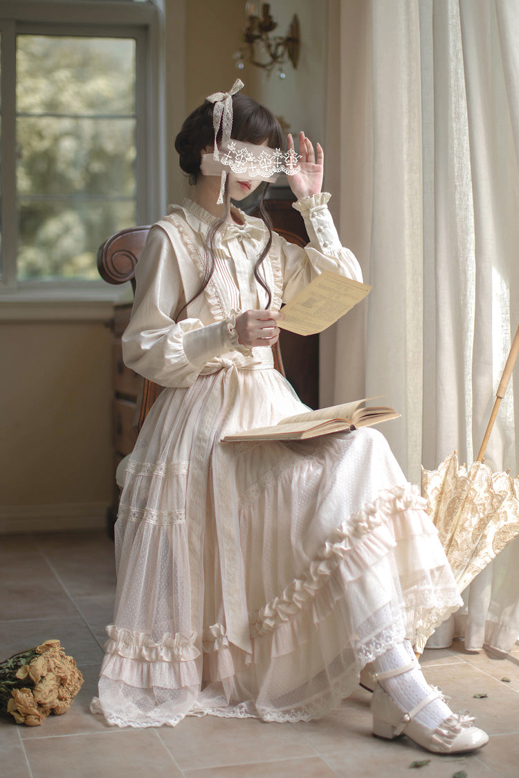 Ivory Sleeveless Ruffled Lace Japanese Elegant Lolita Jumper