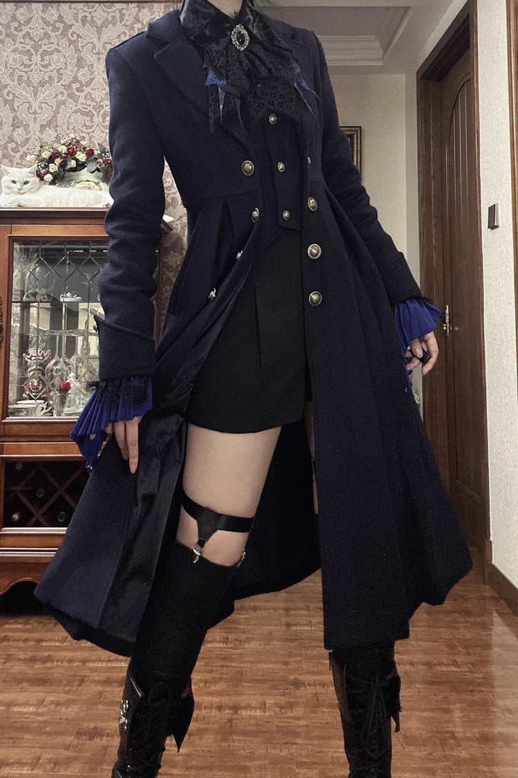 Wool Slim Gothic Trench Coat with Long Sleeves - Paranoid's Punishment, 4 Shades