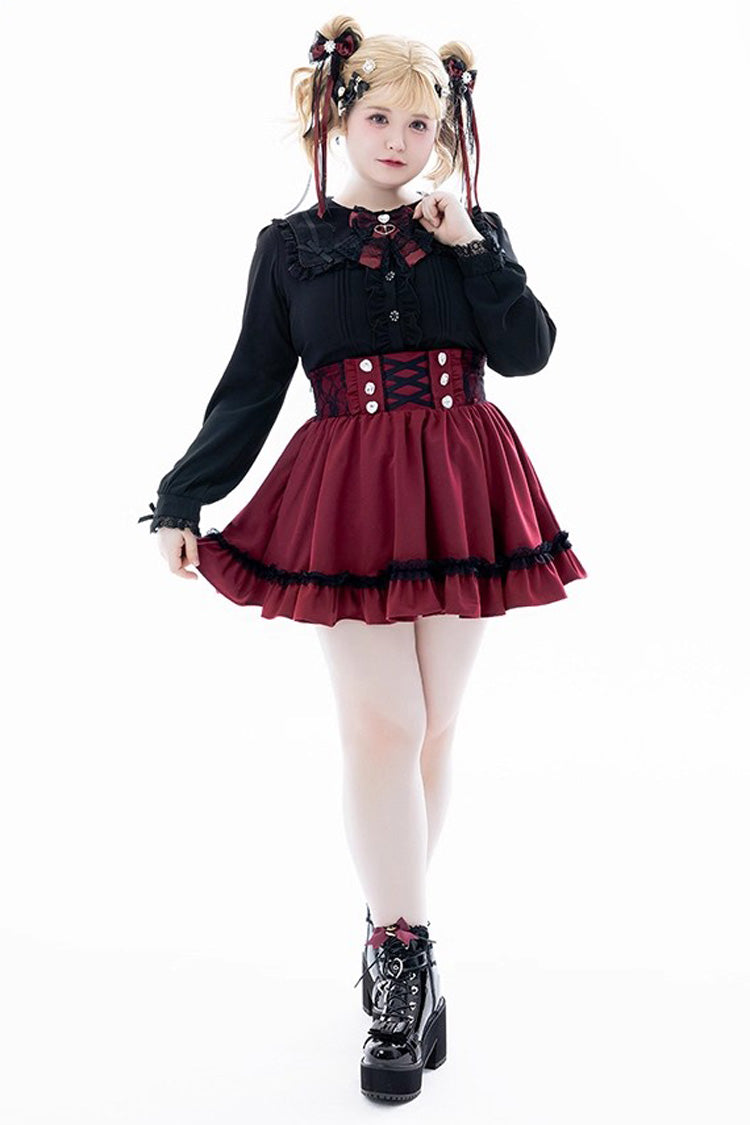 Sweet Ruffle Lace Lace-Up Japanese Jirai Kei Skirt 4 Colors