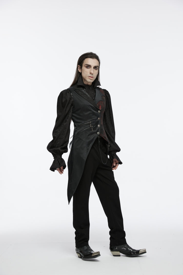Embroidery Lace Asymmetric Gothic Sleeveless Vest for Men