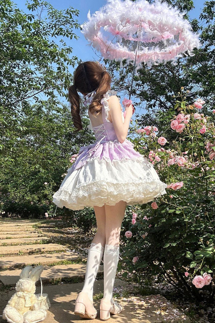 Violet Leiffu Sleeveless Ruffled Bow Lace-Up Ballet Lolita JSK