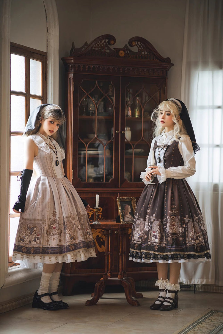Sweet Lolita Jumper Dress with Ruffles & Demon Print