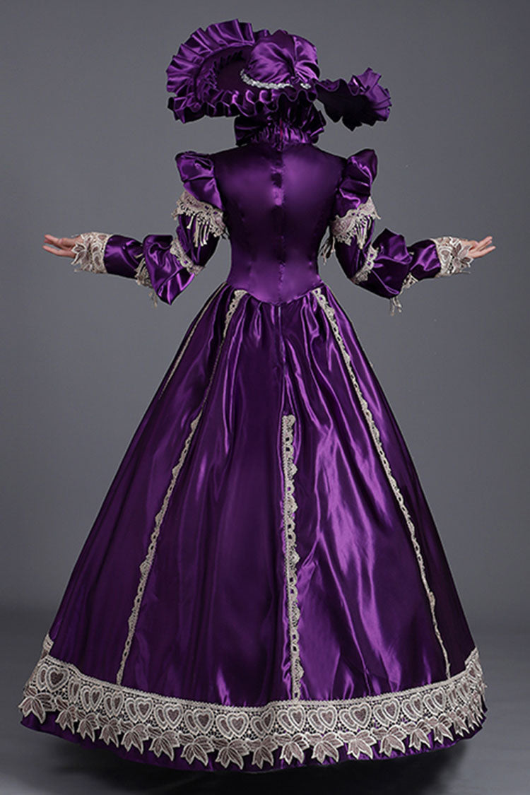 Lavender High-Collar Cardigan Ruffled Victorian Prom Dress