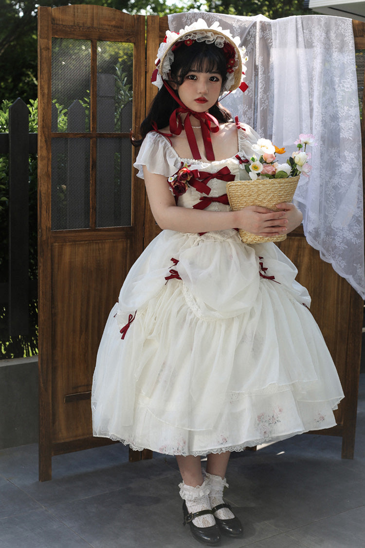 Plus Size Lolita Dress - Ruffle Bow, Short Sleeve, 2 Shades