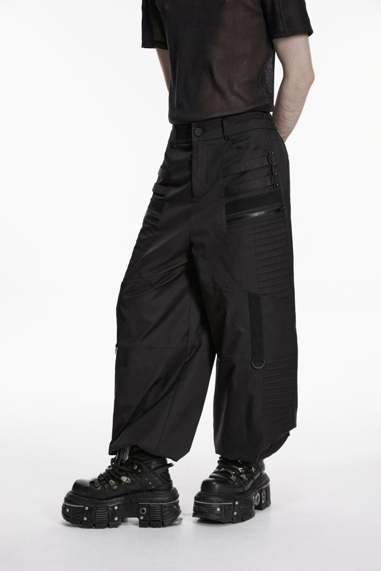 Men's Gothic Tapered Trousers with Pleats, Black