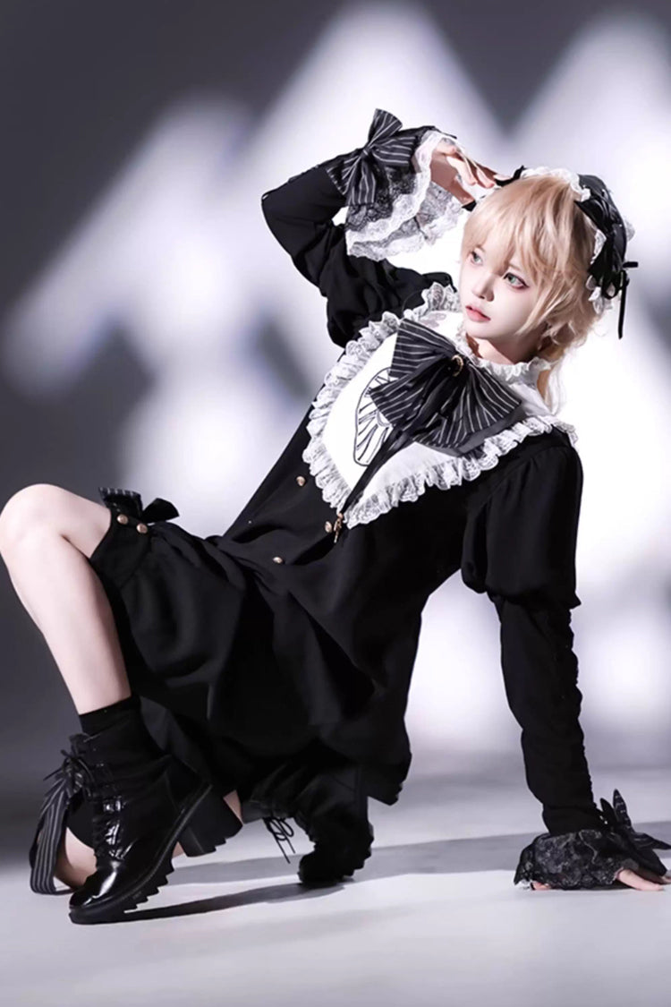 Rabbit Hole Long-Sleeve Bow Gothic Prince Ouji Lolita Ensemble
