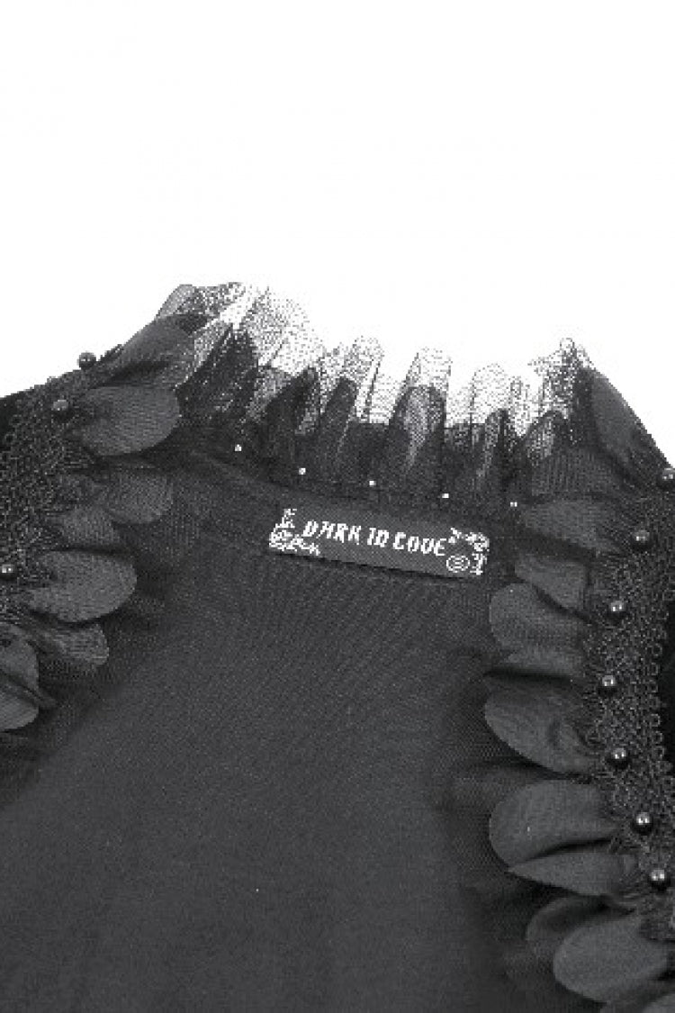 Spliced Velvet Long Flared Sleeve Floral Feather Gothic Cape for Women Lace