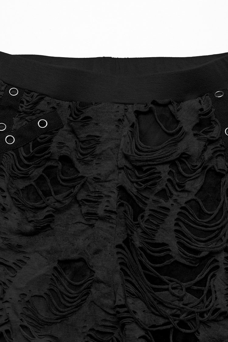Tailored Distressed Eyelet Chain Steampunk Leggings for Women