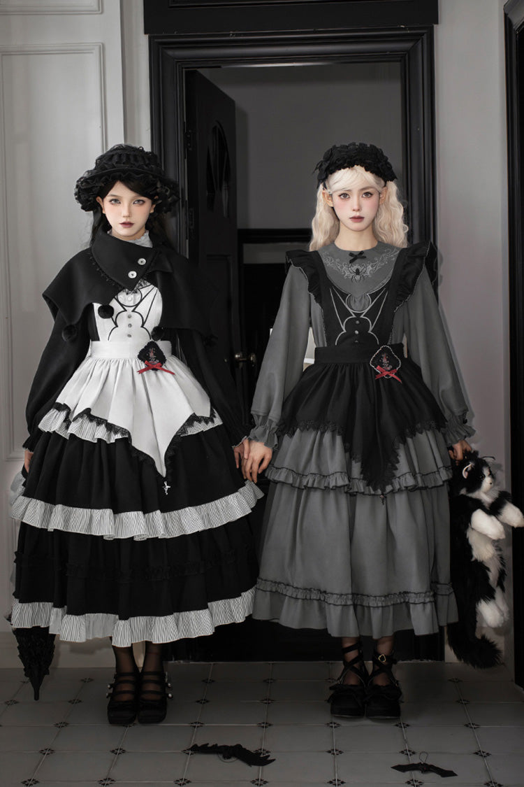 Castle Night Long Sleeved Ruffled Embroidered Gothic Lolita Dress