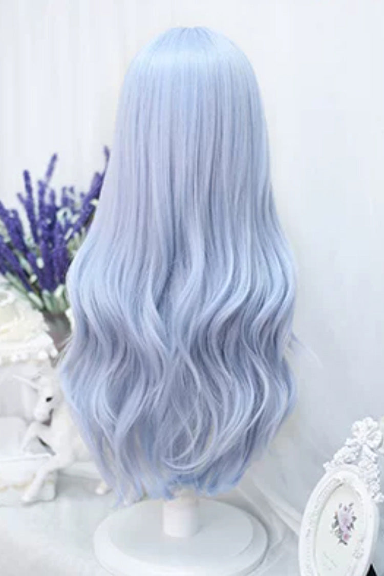 Sky Blue Sweet Lolita Gentle Curly Wig with Straight Bangs