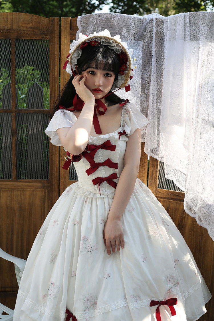 Plus Size Lolita Dress - Ruffle Bow, Short Sleeve, 2 Shades