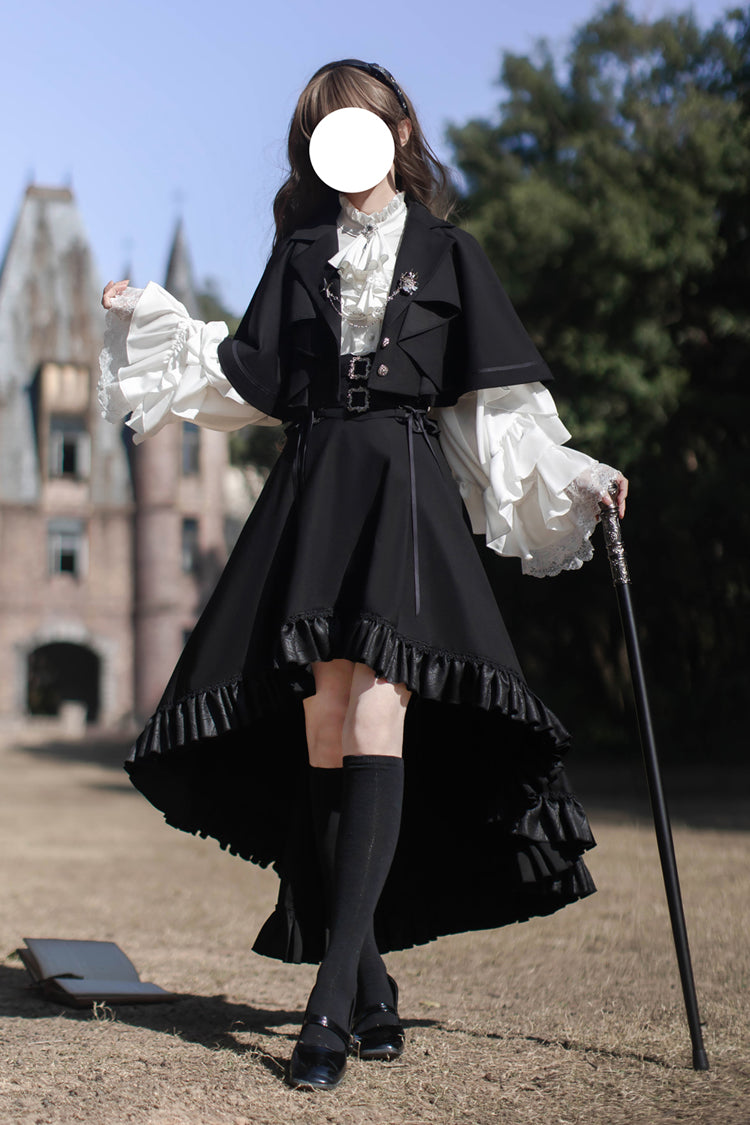 Noir Long-Sleeve Ruffled Ouji Skirt and Blouse - Day and Night Song