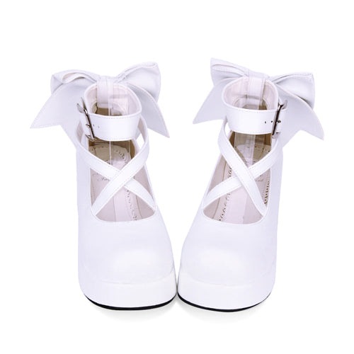 Round-Toe Bowknot Mid Heel Shoes for Cute Lolita