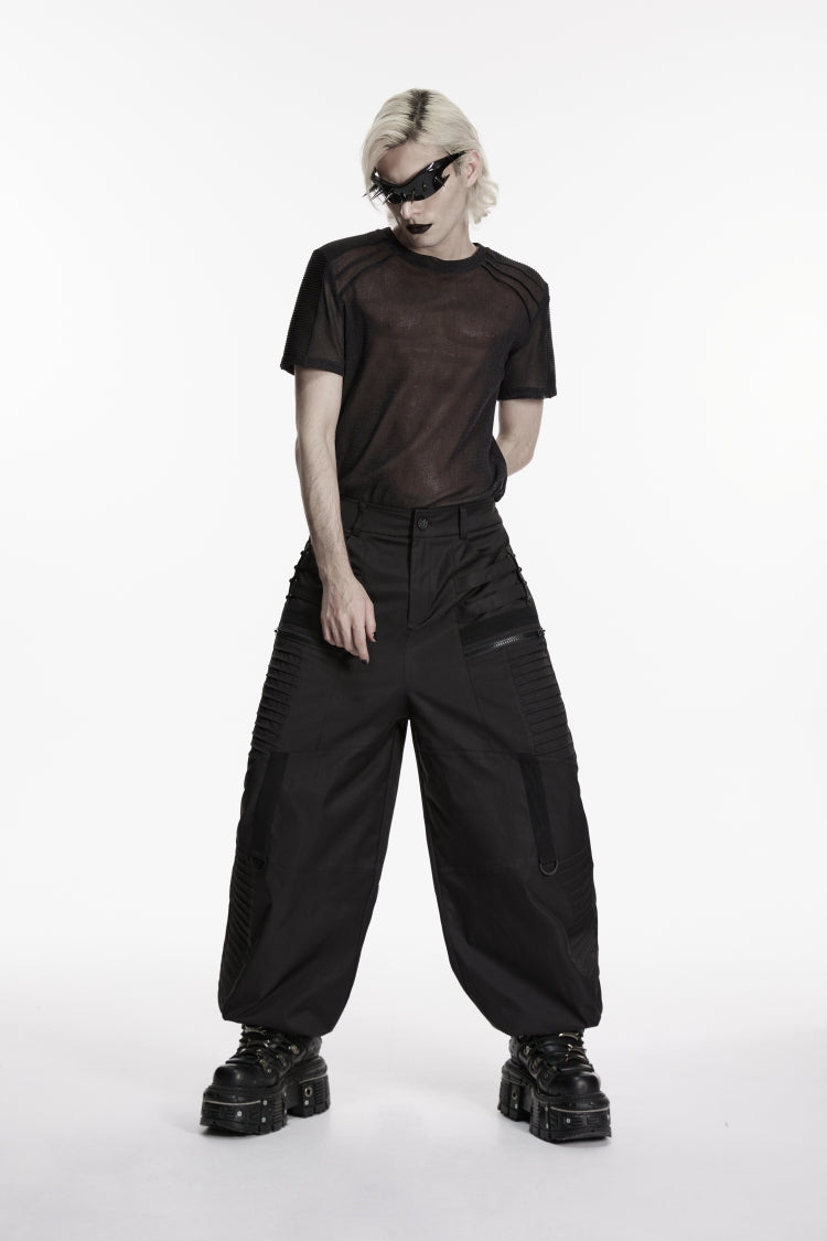 Men's Gothic Tapered Trousers with Pleats, Black