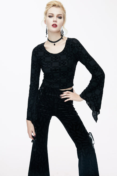 Velvet Tee with Horn Sleeves and Comfortable Fit