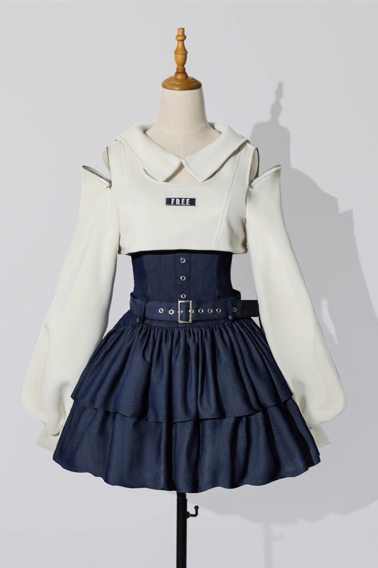 Navy Double Layer Ruffle Sweet Lolita JSK Dress